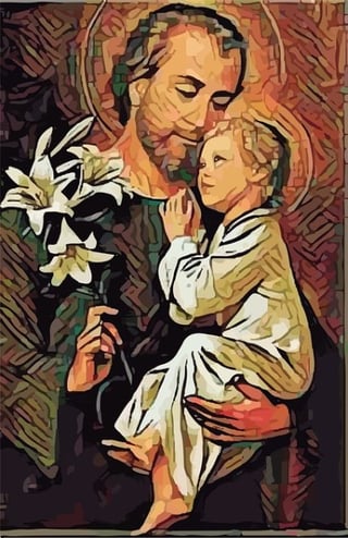 san jose con jesus niño pintura